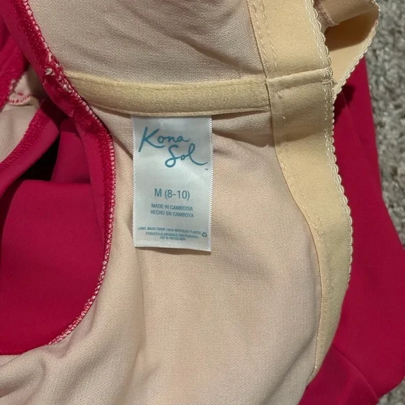 Kona Sol Red and Cream Swimsuit - Picture 3 of 3